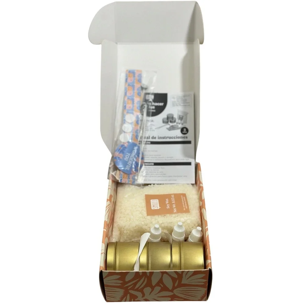SMILE! Create Your Own Candle Kit DIY Soy Wax Makes 3 Jasmine Sandalwood Vanilla